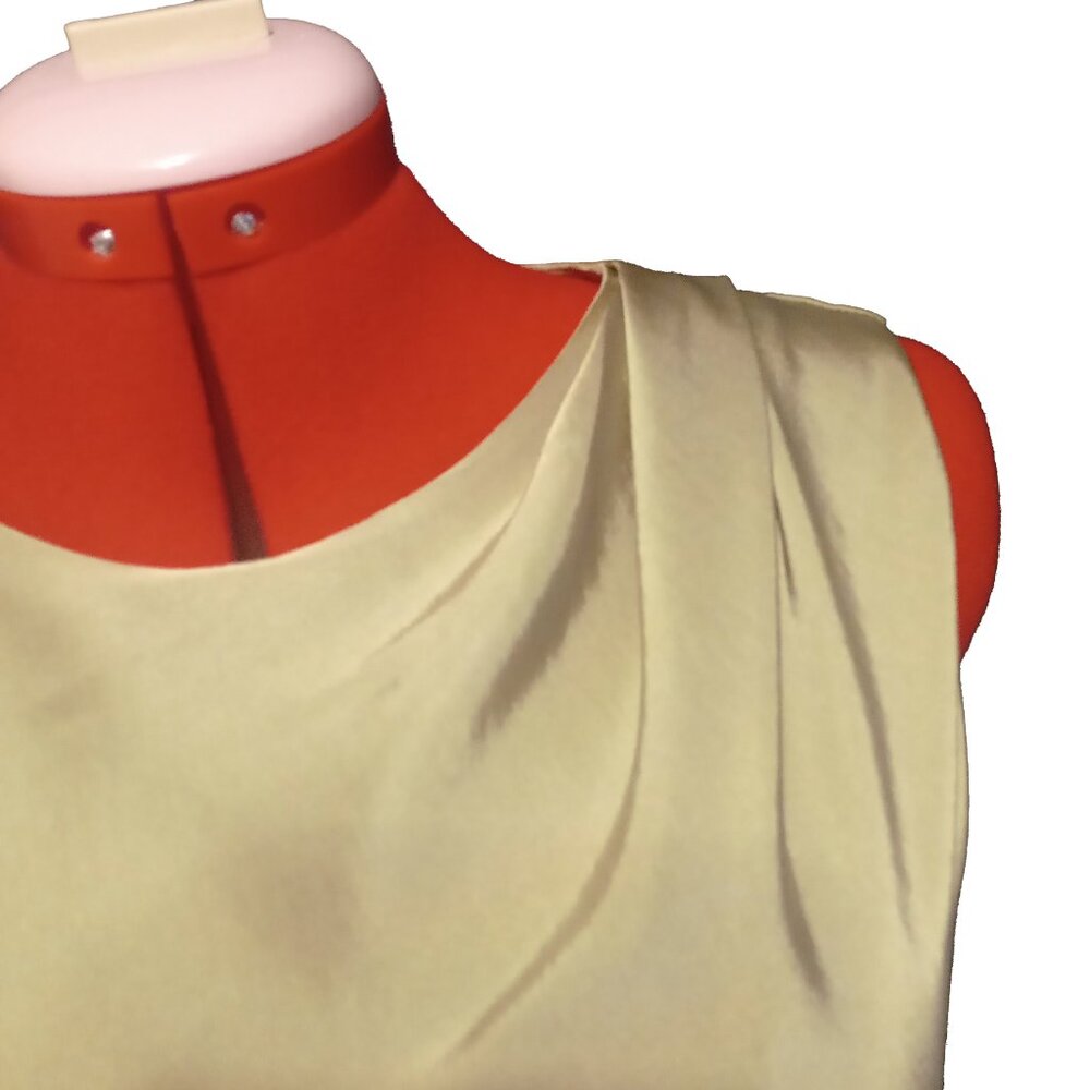 Reiss Cream Asymmetrical Sleeveless Draped Dress - Picture 4 of 8